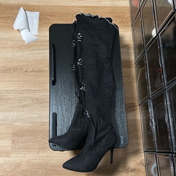 Jeans knee high reaped boots - Picture 2 of 4